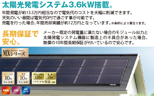 太陽光発電システム3.6kW搭載
